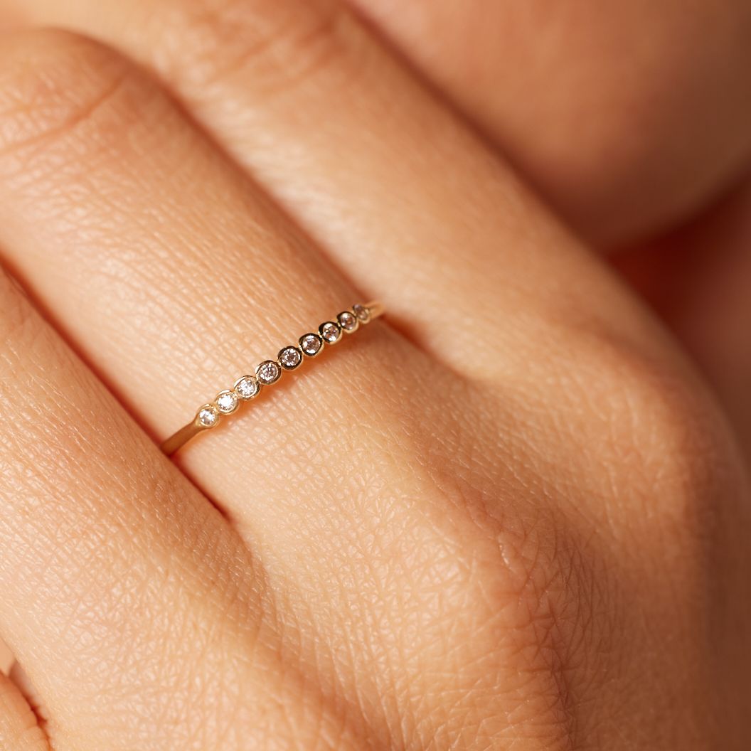 14 karaat geelgouden ring met zirkonia voor dames