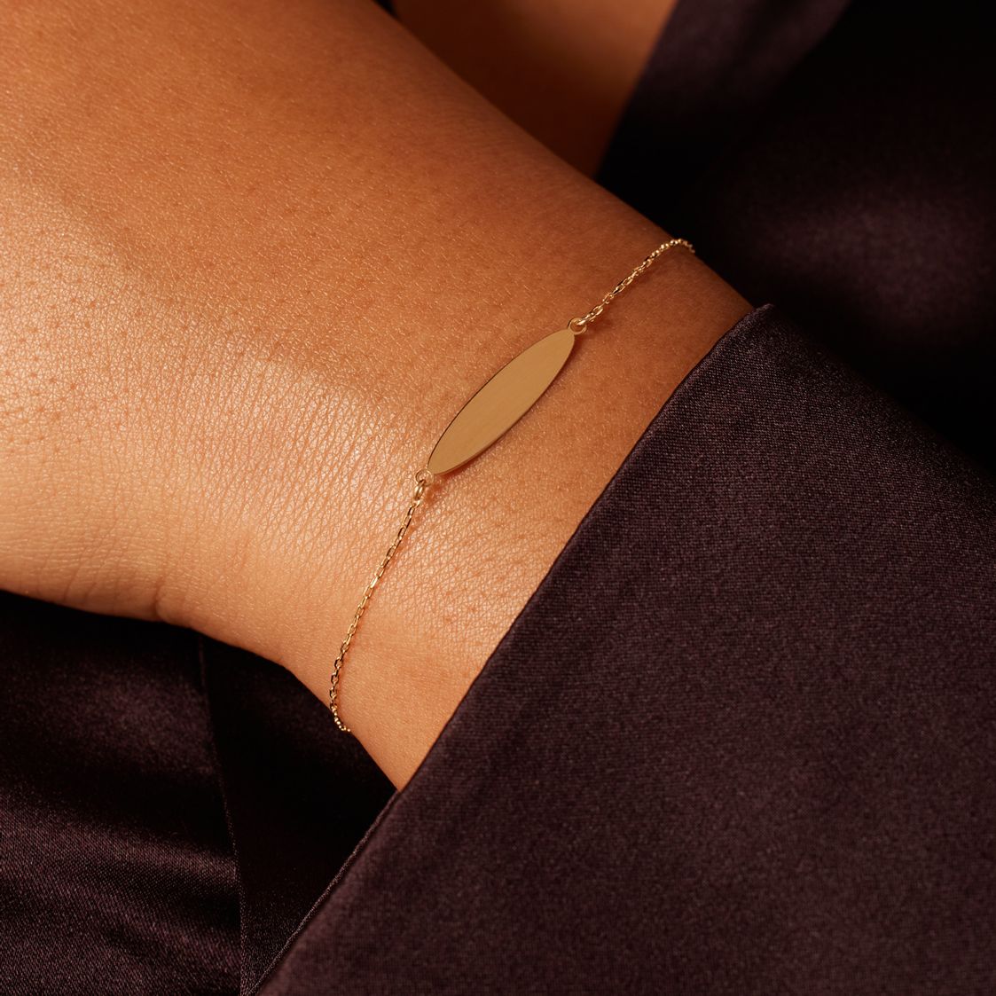 14 Karat Gelbgold Plattarmband für Damen