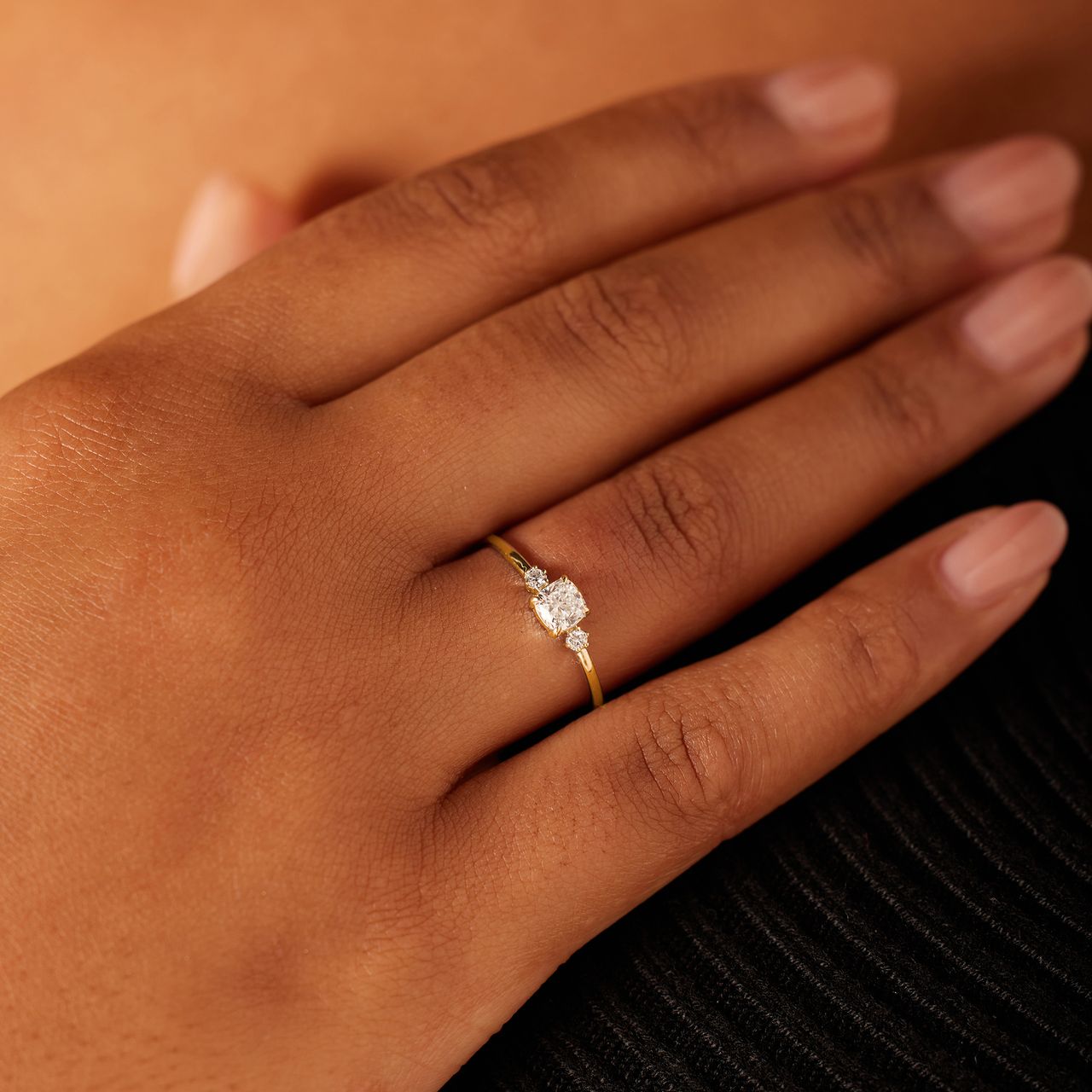 14 karaat geelgouden ring met labgrown diamant 0,415ct voor dames