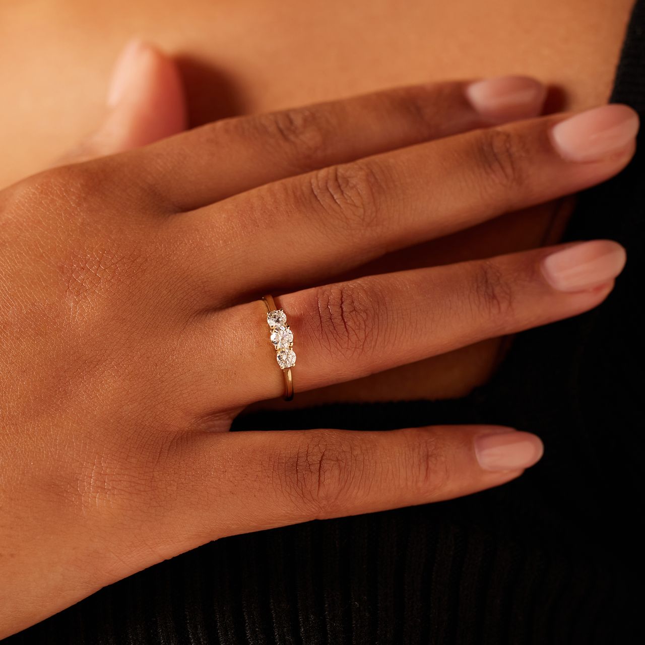 14 Karat Gelbgoldring mit 0,490 ct Labor-Diamant für Damen