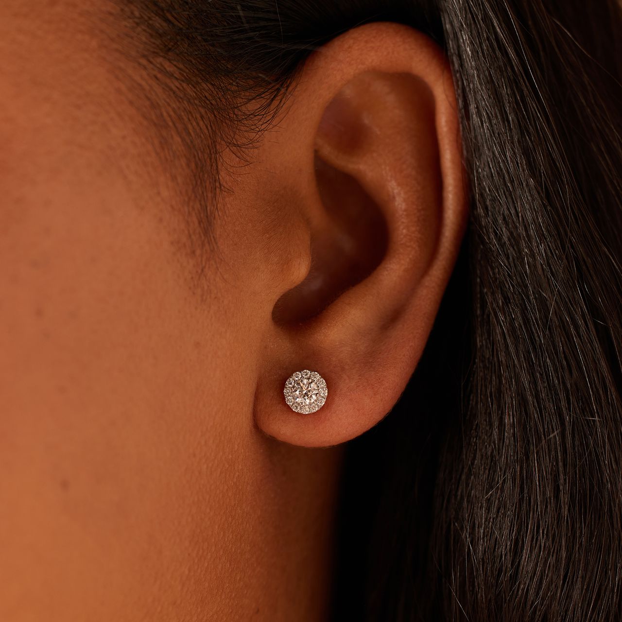 14 Karat Gelbgold-Ohrstecker mit 26 im Labor gezüchteten Diamanten, 0,50 ct, für Damen