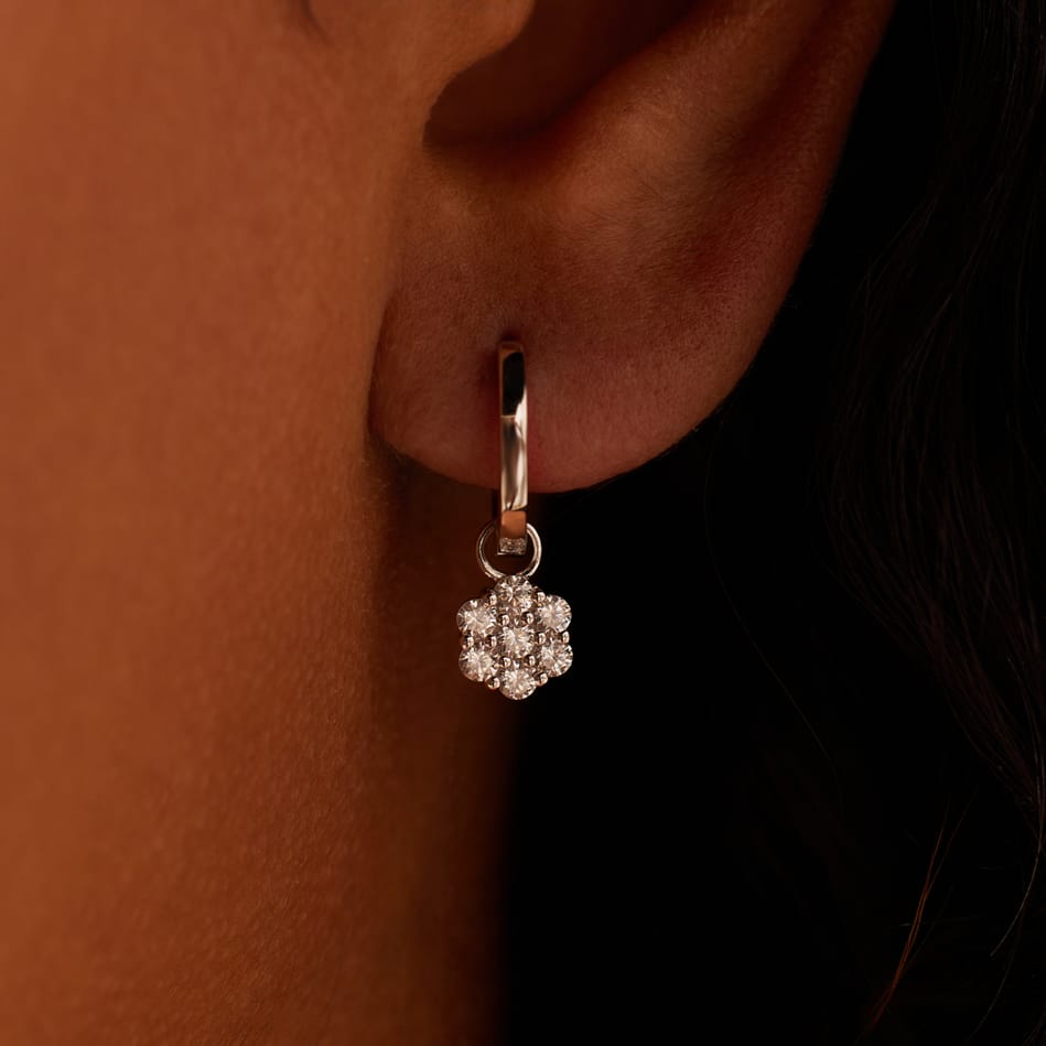 Zilveren ohrring-anhänger met zirkonia voor dames