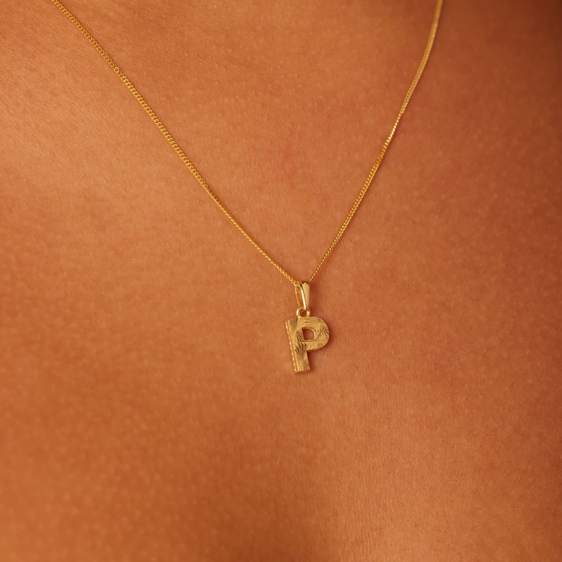 14 Karat Gelbgold Buchstabenanhänger für Damen