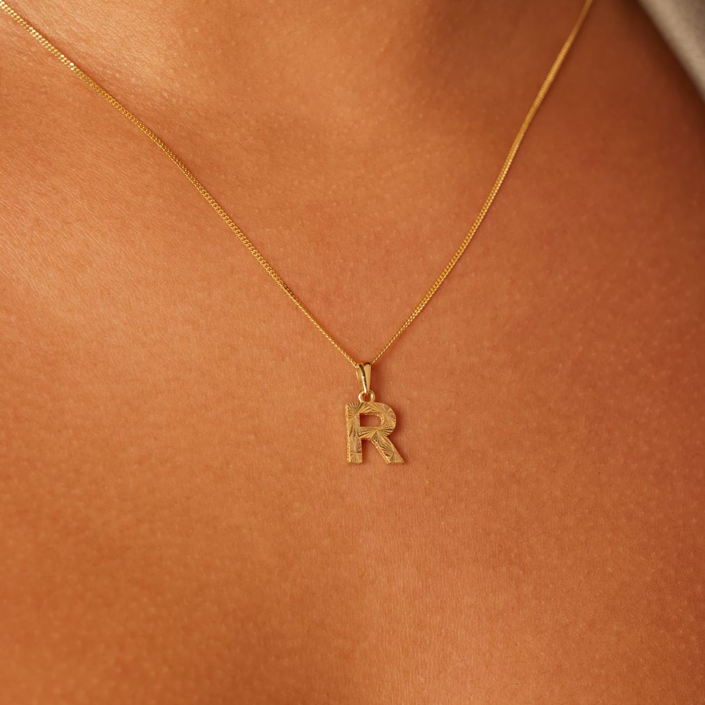 14 karaat geelgouden letterhanger voor dames