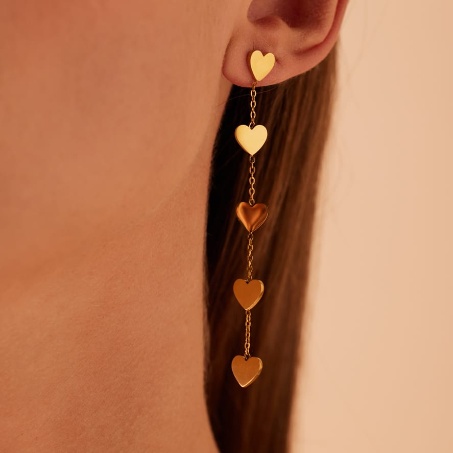 Stalen goldplated oorhangers hart