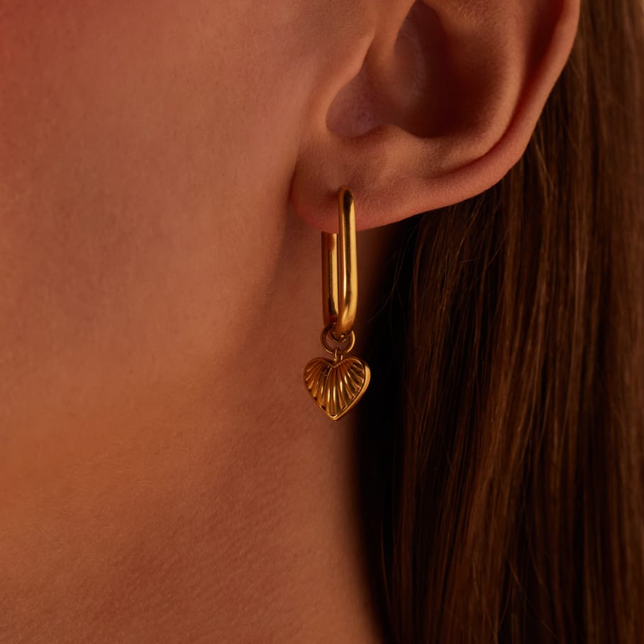 Stalen goldplated oorringen hart voor dames