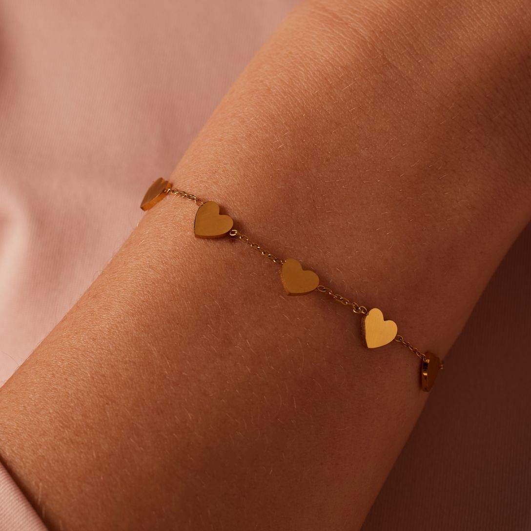 Edelstahl goldplattiertes Armband mit Herzen