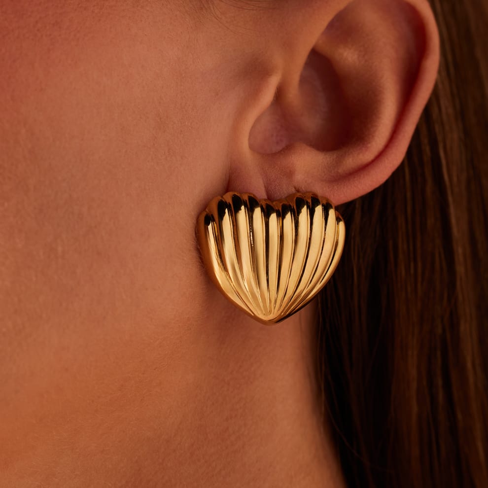 Stainless steel goldplated oorknoppen hart voor dames