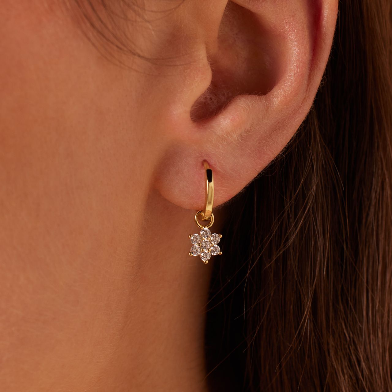Zilveren goldplated oorringen met zirkonia voor dames
