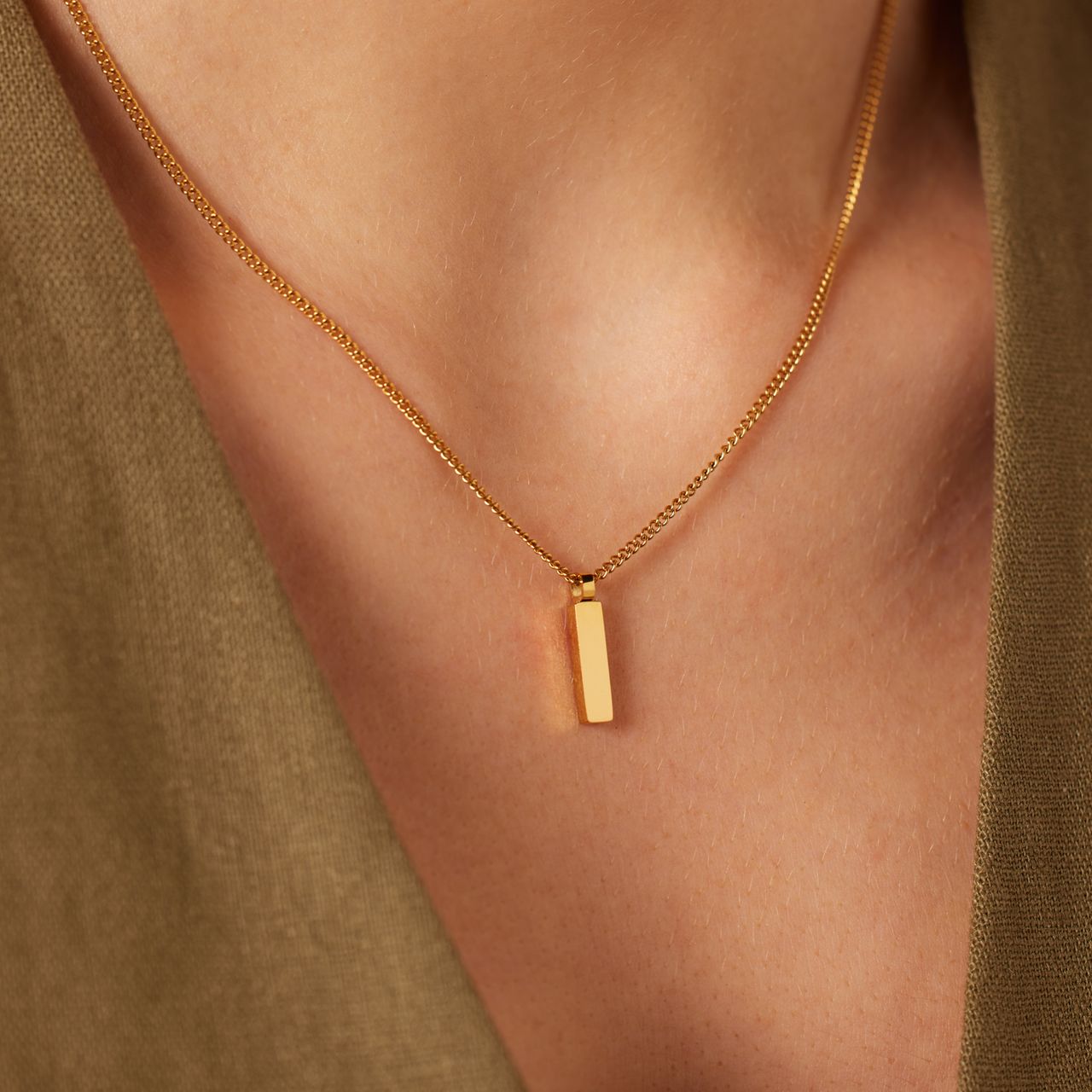 Stahlkette mit Goldbeschichtung und Anhänger für Damen