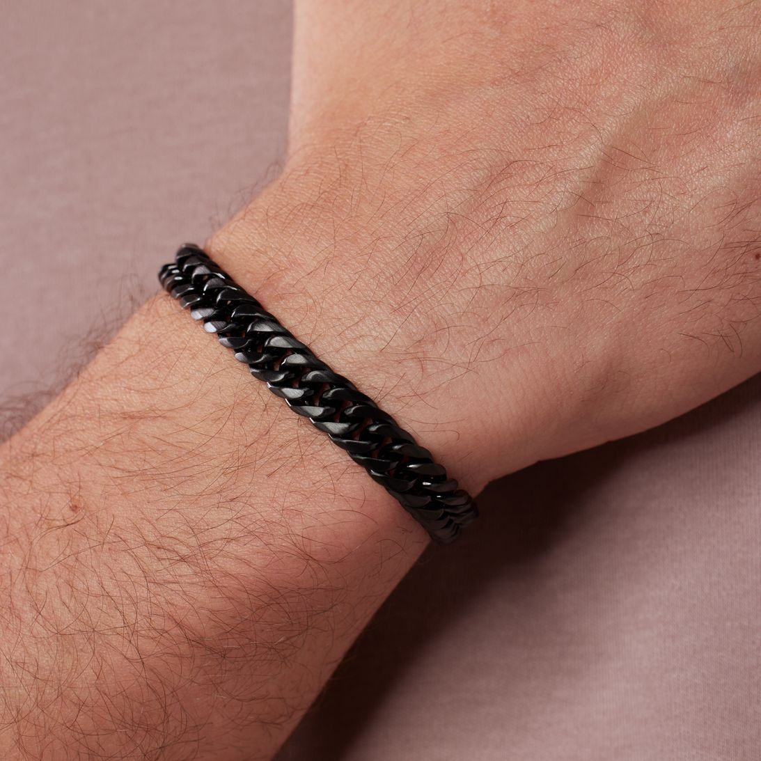 Edelstahl Herrenarmband Gourmet-Schließe schwarz