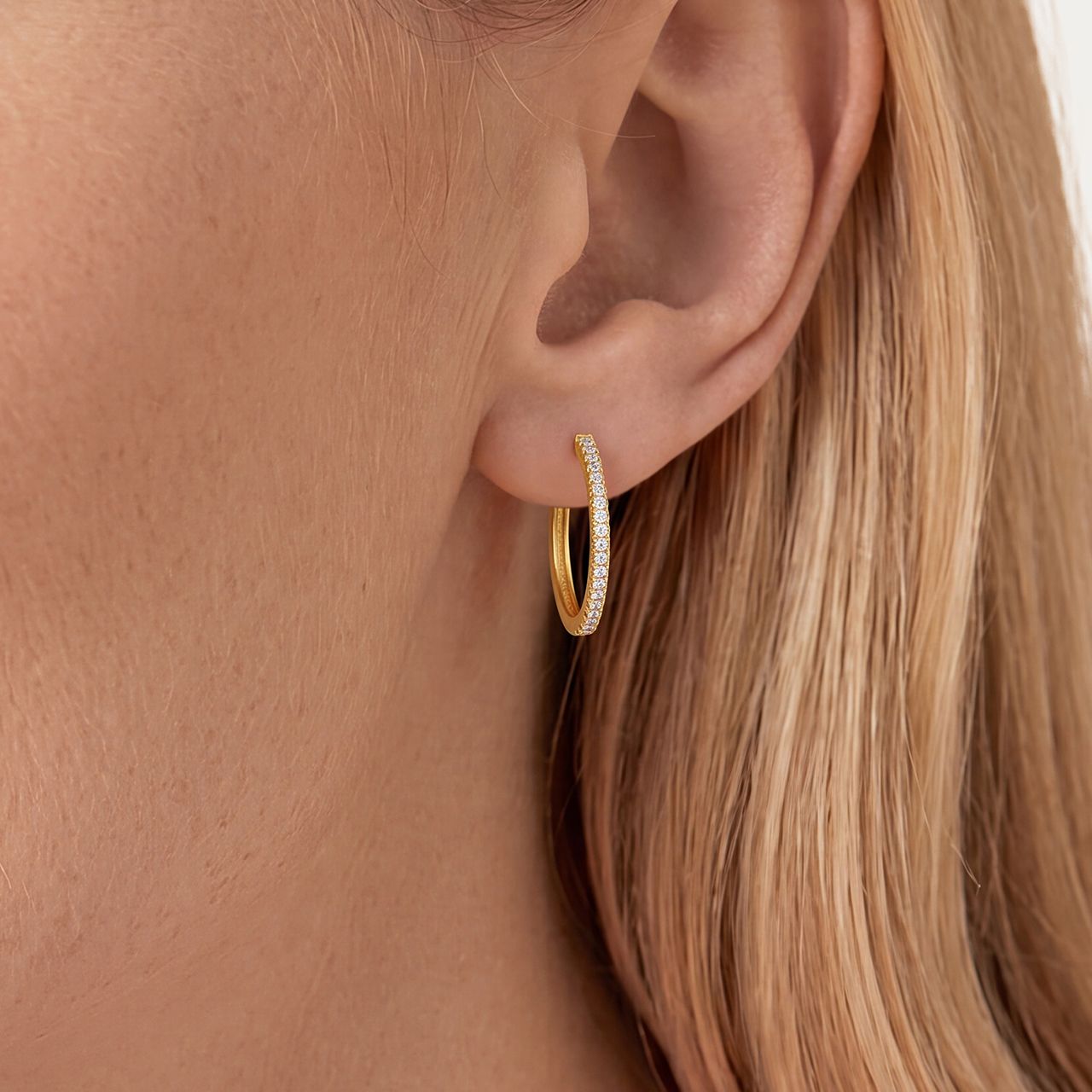 Zilveren goldplated oorring met plating voor dames