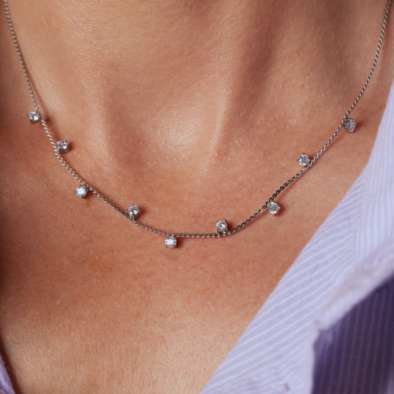 Stainless steel ketting met zirkonia voor dames