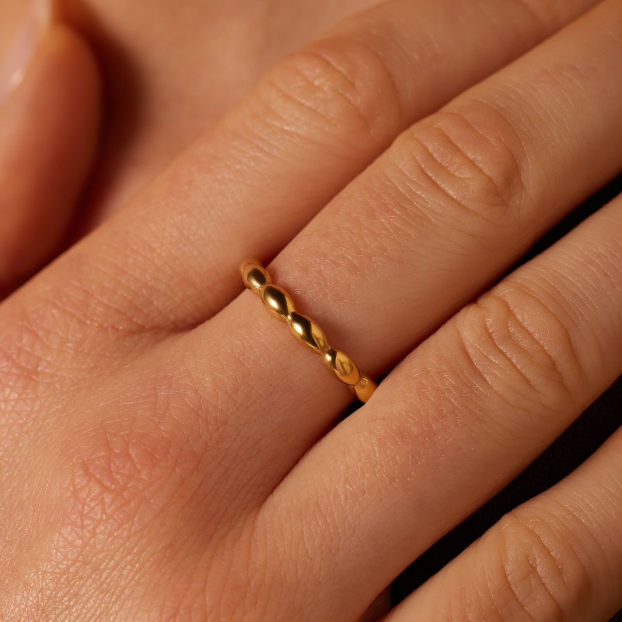Edelstahlring mit Goldbeschichtung bol