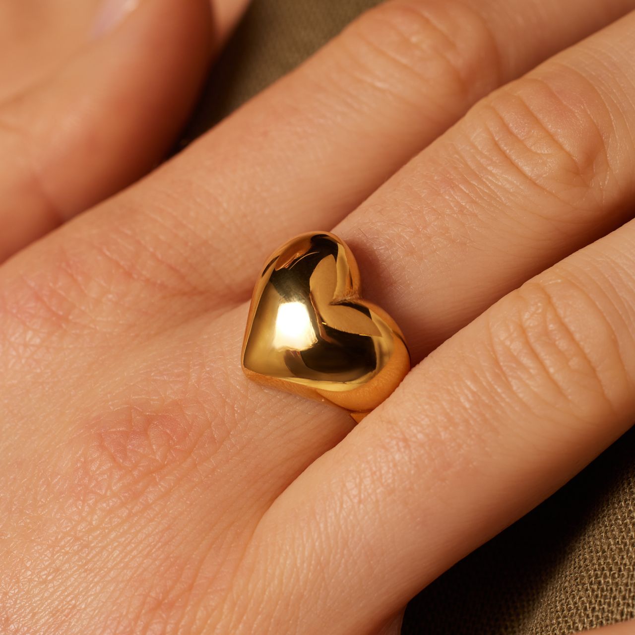 Stalen goldplated ring hart
