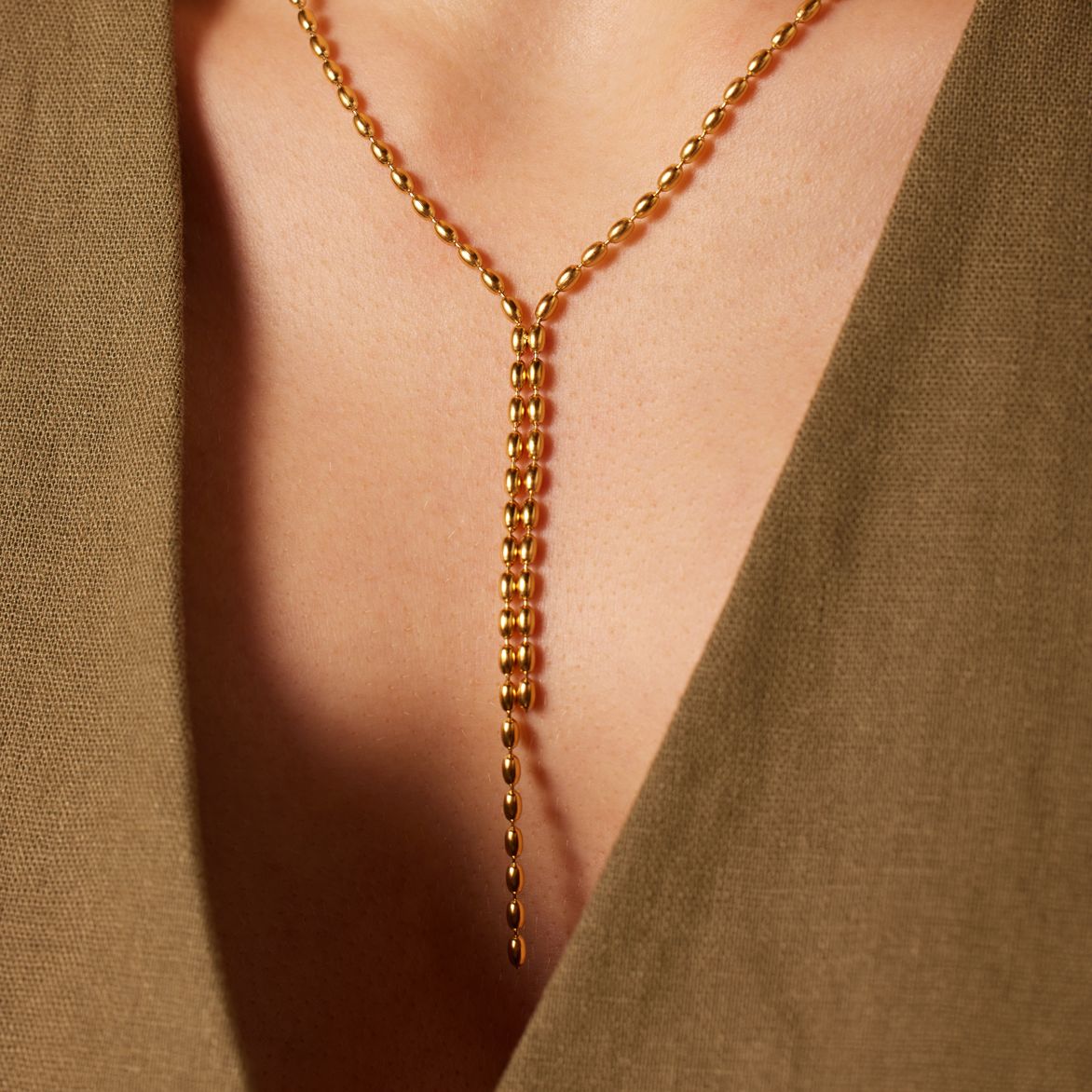 Stalen goldplated y-ketting