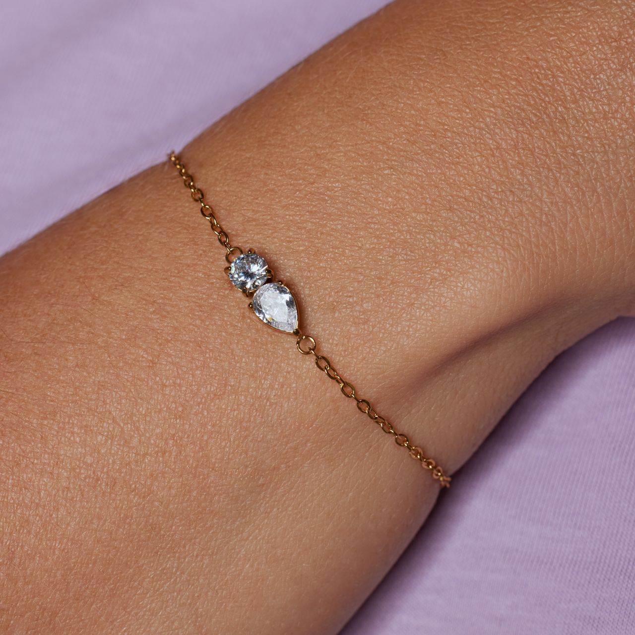 Stainless steel fantasiearmband met zirkonia voor dames