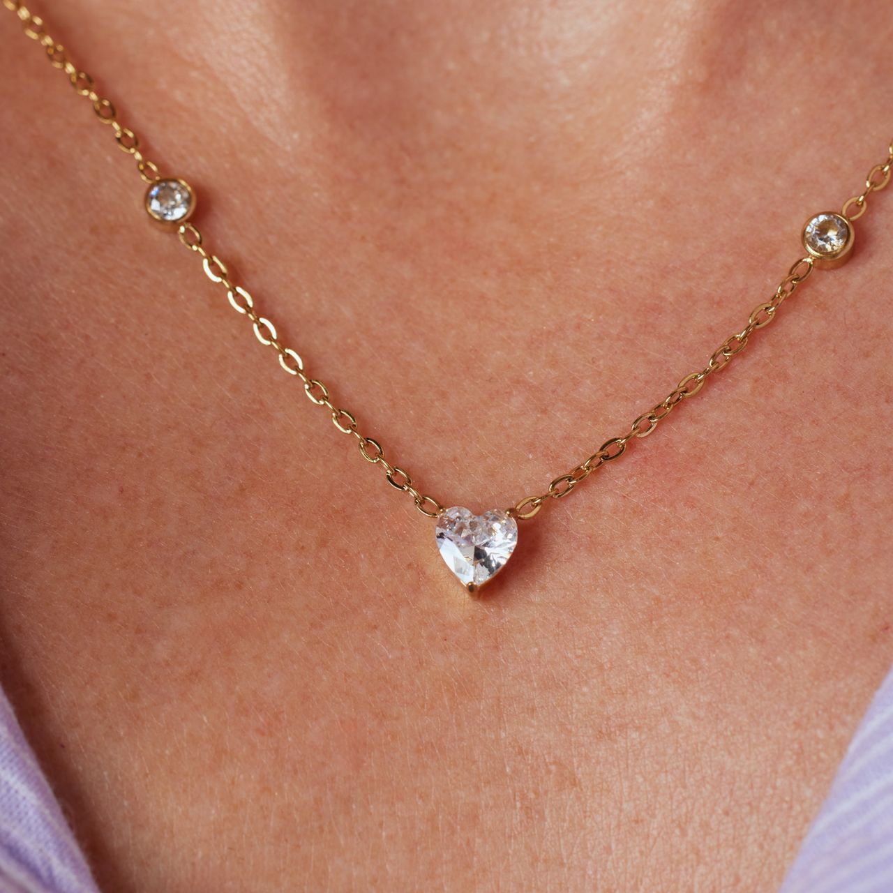 Stainless steel ketting met hanger met kristal voor dames