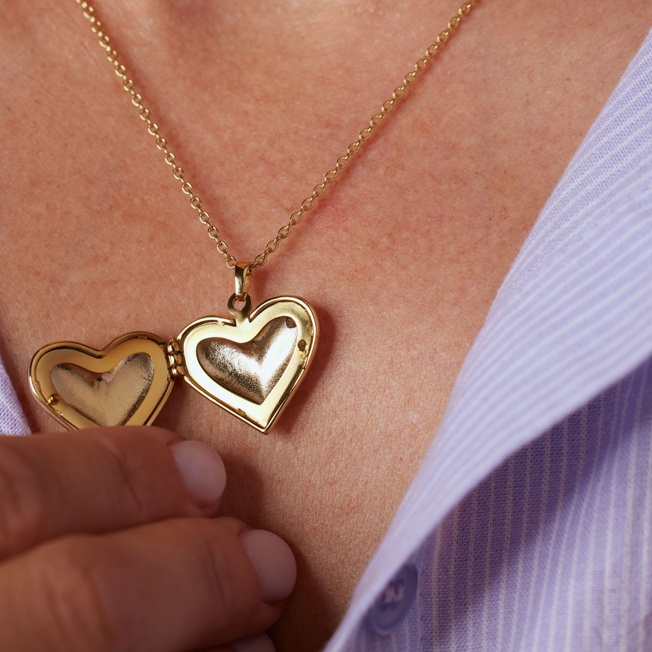 Stainless steel damesketting met medaillon hart