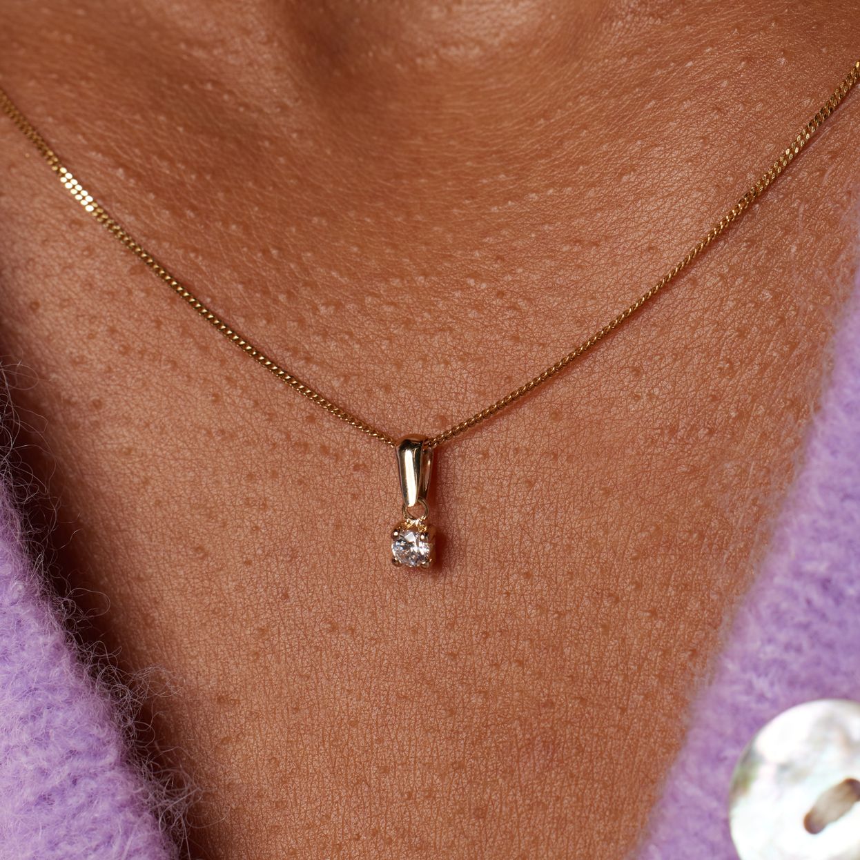 14 Karat Goldanhänger mit 3 mm Zirkonia