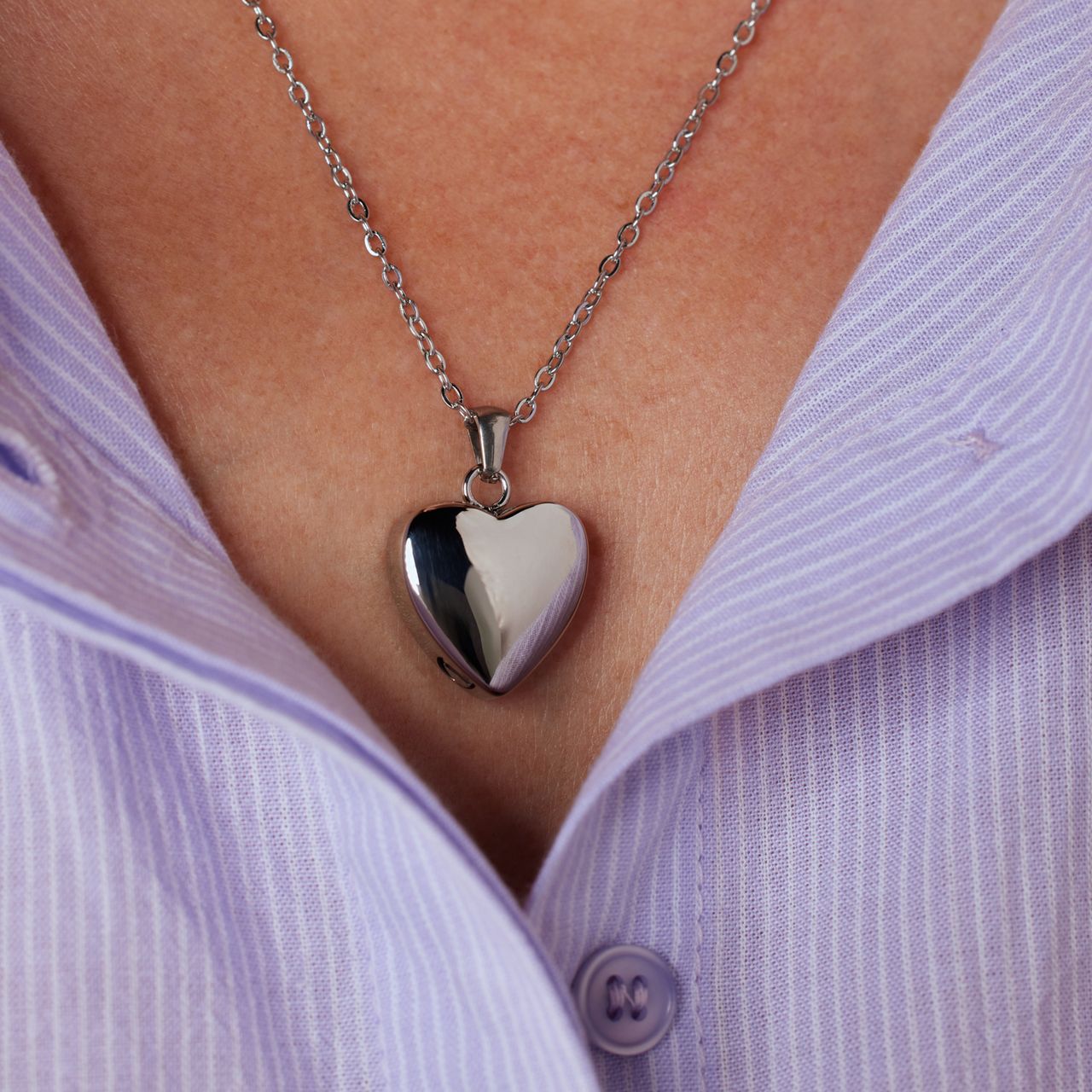 Stainless steel ketting met ashanger hart voor dames