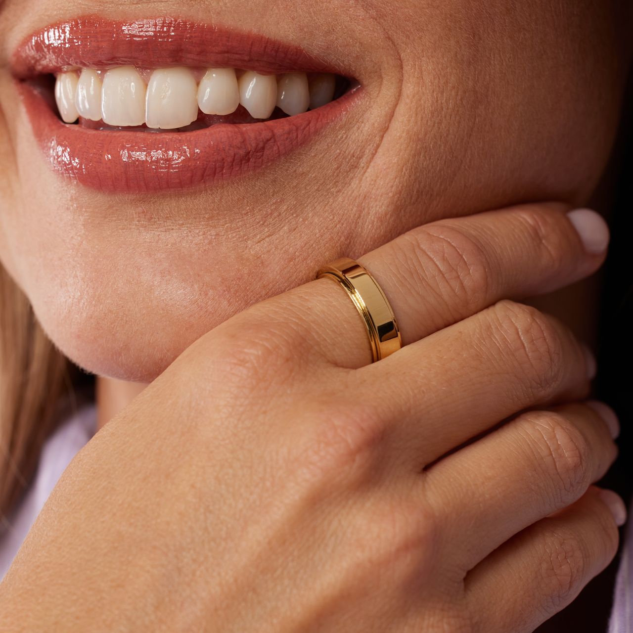 Stainless steel goldplated anxiety ring