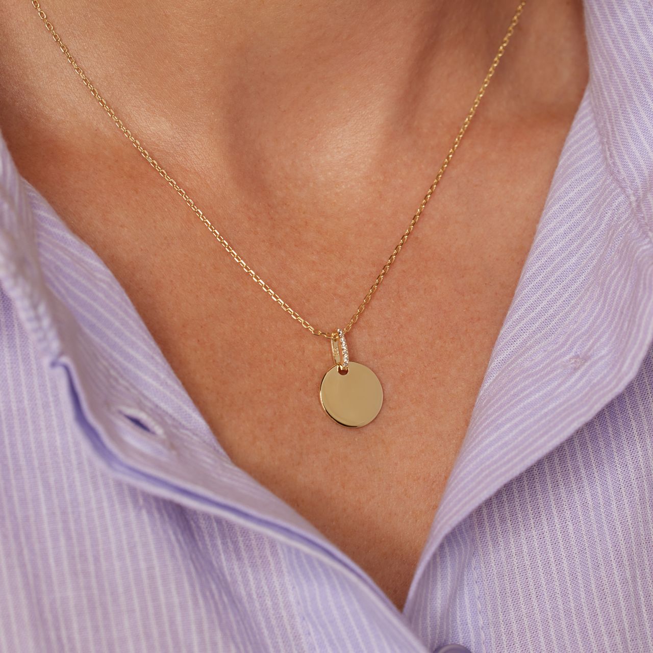 Silberne, goldbeschichtete Halskette mit Anhänger und Zirkonia für Damen
