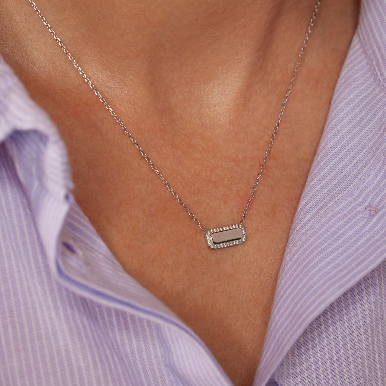 Zilveren ketting met hanger met zirkonia voor dames