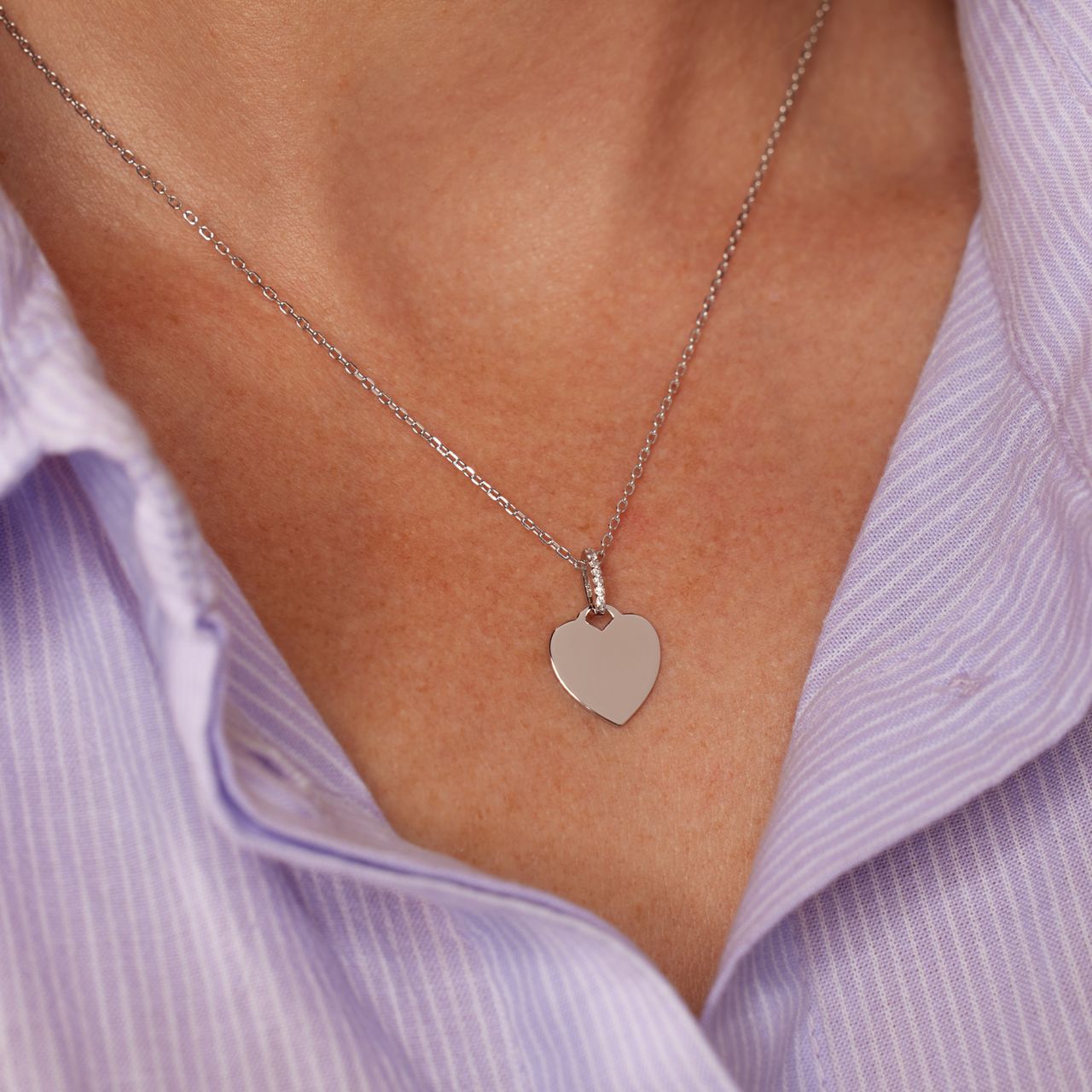 Zilveren ketting met hanger met zirkonia voor dames