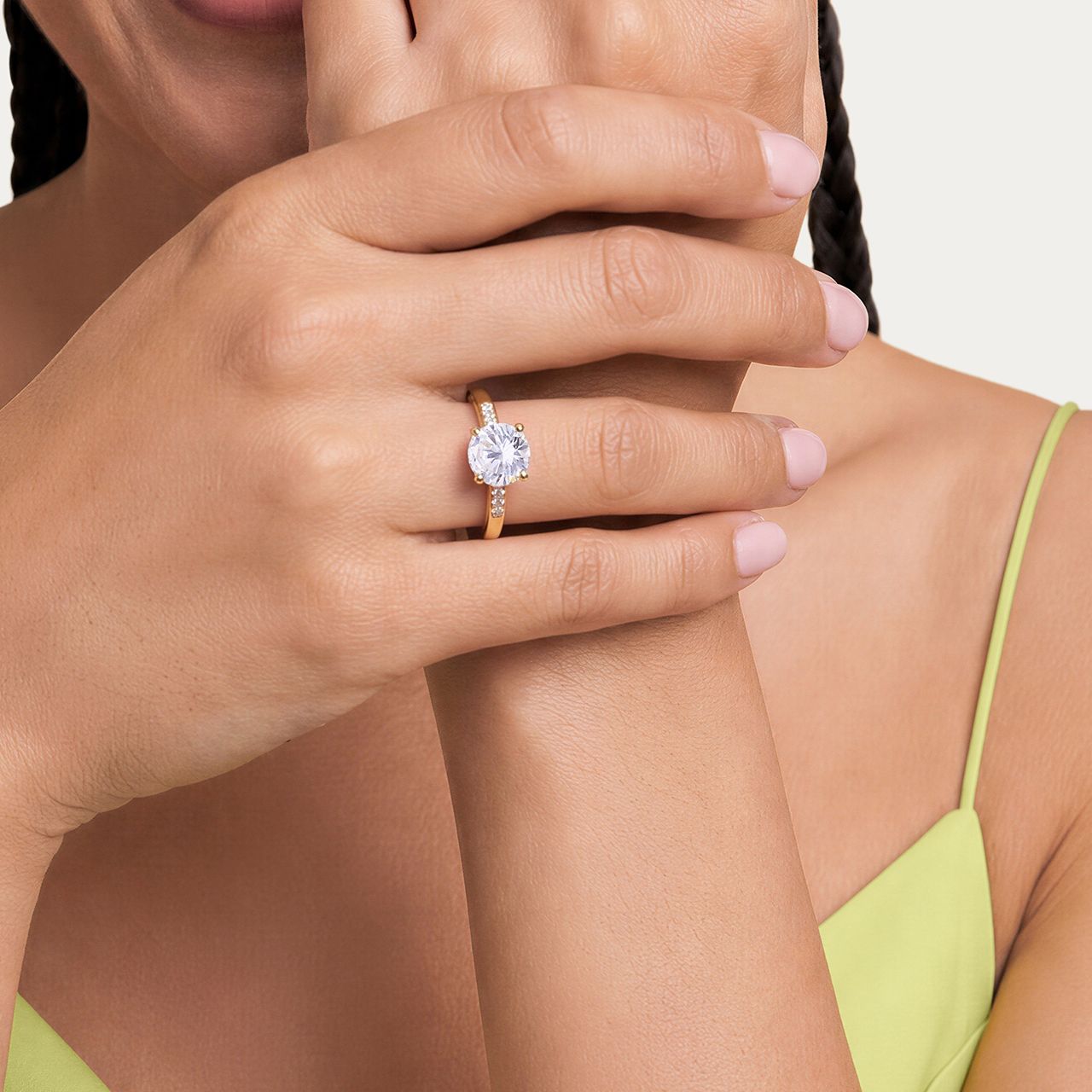 Zilveren goldplated ring met zirkonia