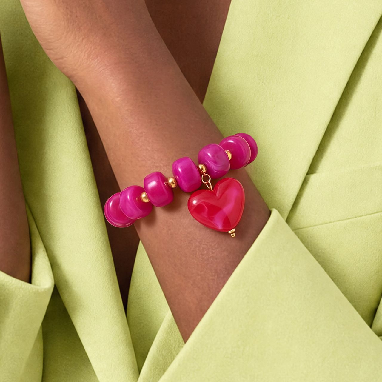 Stainless steel fantasiearmband hart voor dames