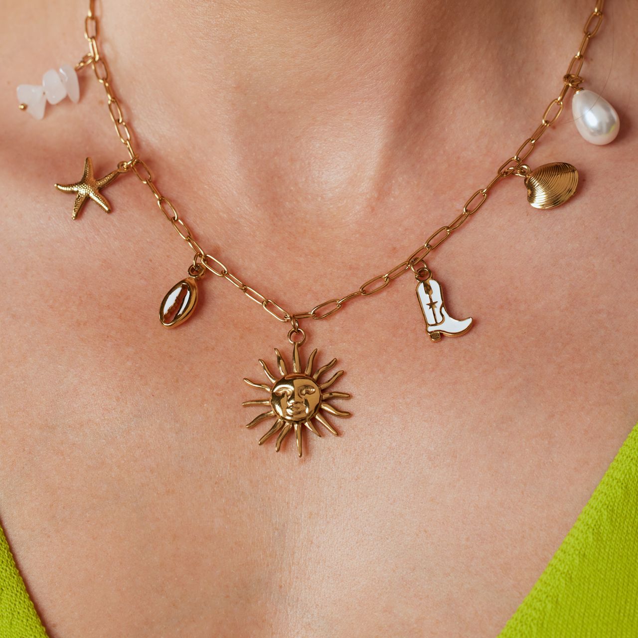 Stainless steel ketting met hangers voor dames
