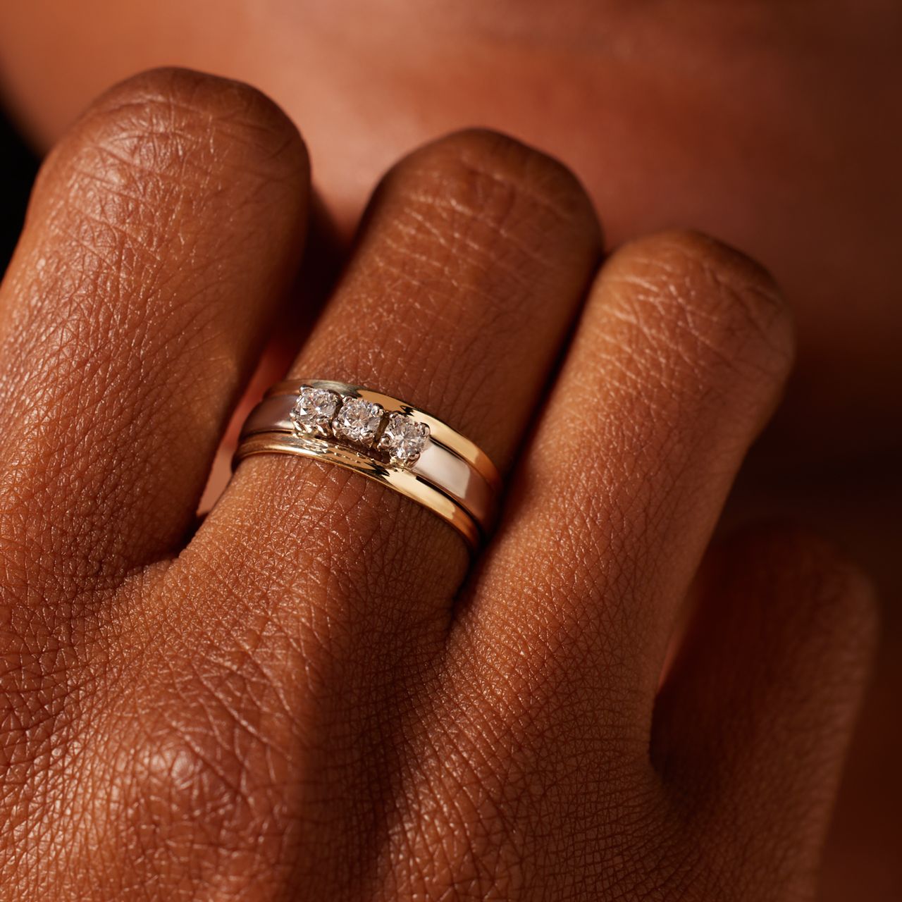 Zweifarbiger Ring, 585 Gold, mit Zirkonia