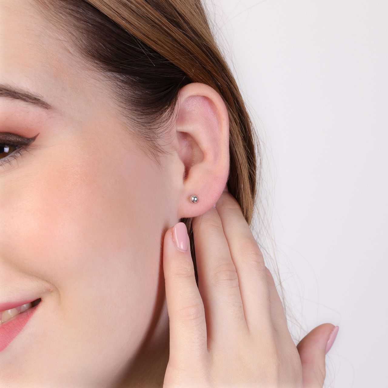 9 Karaat oorknoppen bol wit, 4mm