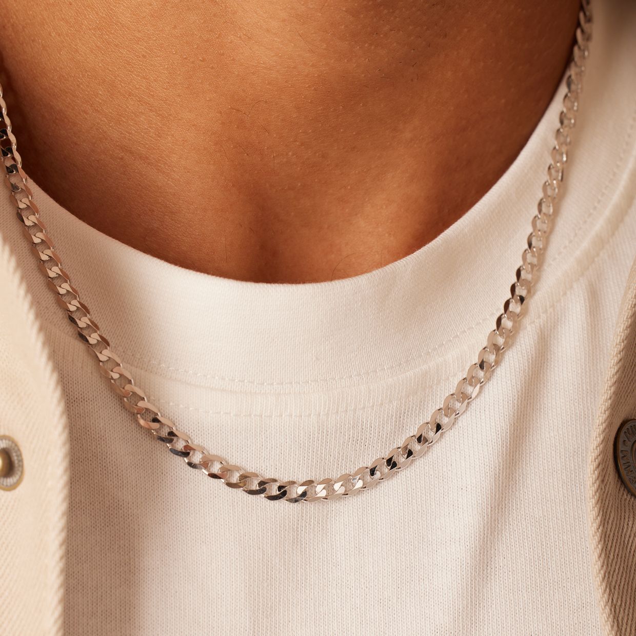 Gerecycleerd zilveren herenketting gourmet schakel