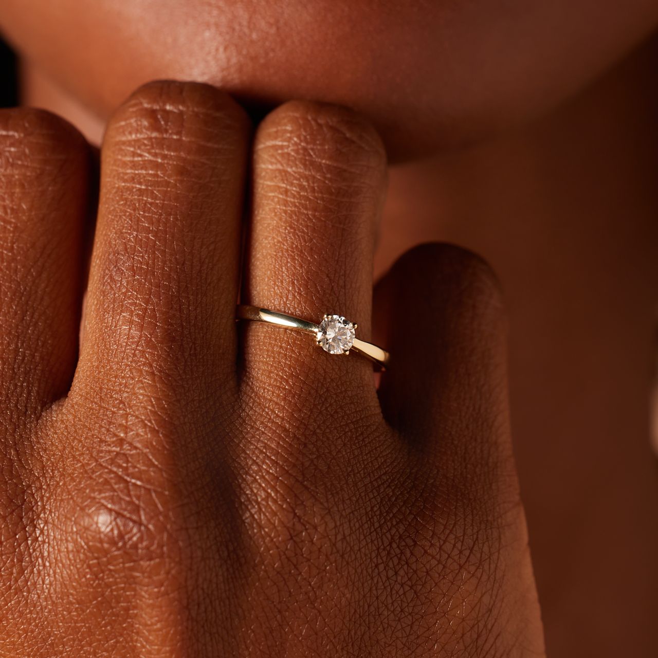 14 Karat Goldring mit lab-grown Diamant 0,30 ct