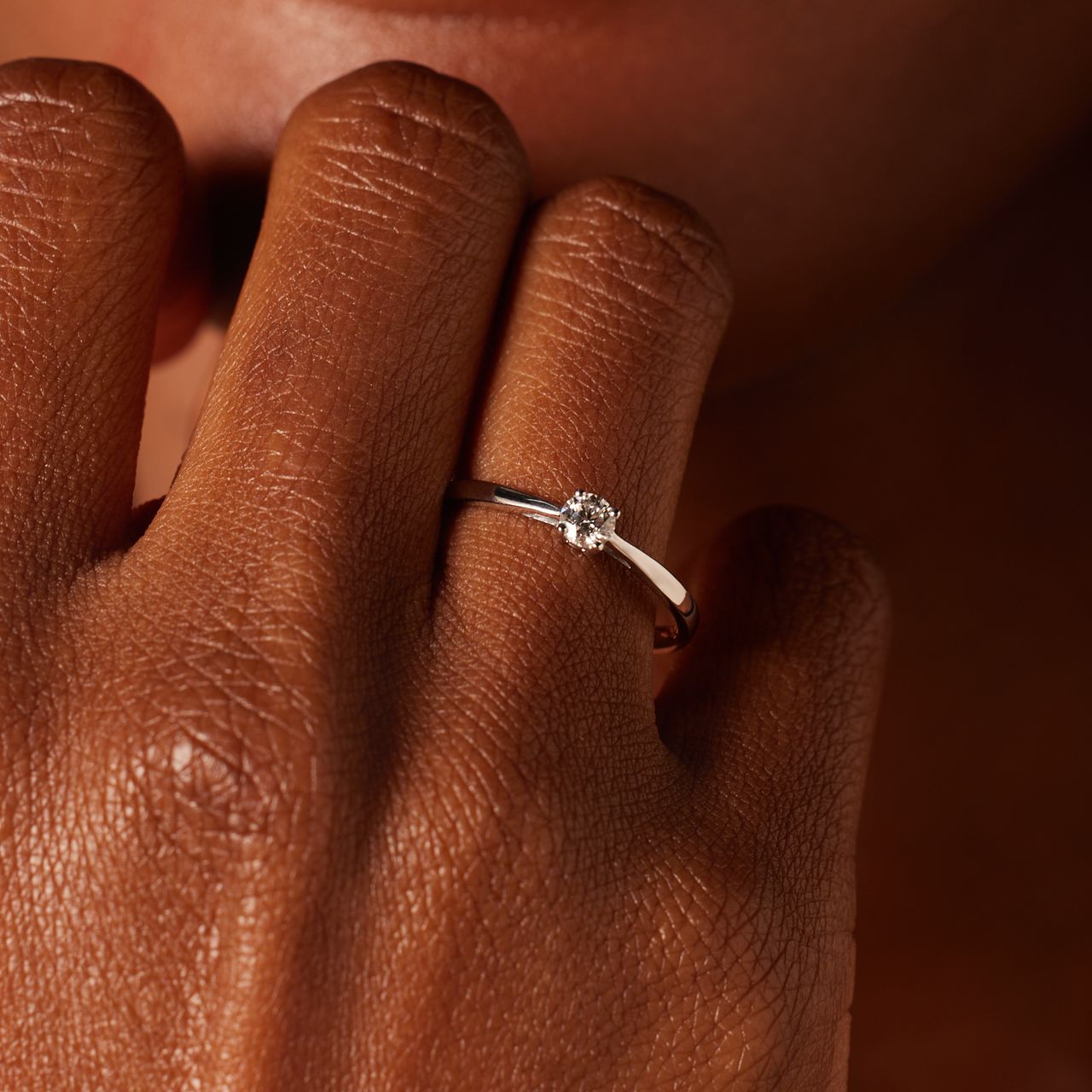 14 Karat Weißgoldring mit laborgezüchtetem Diamanten 0,20 ct