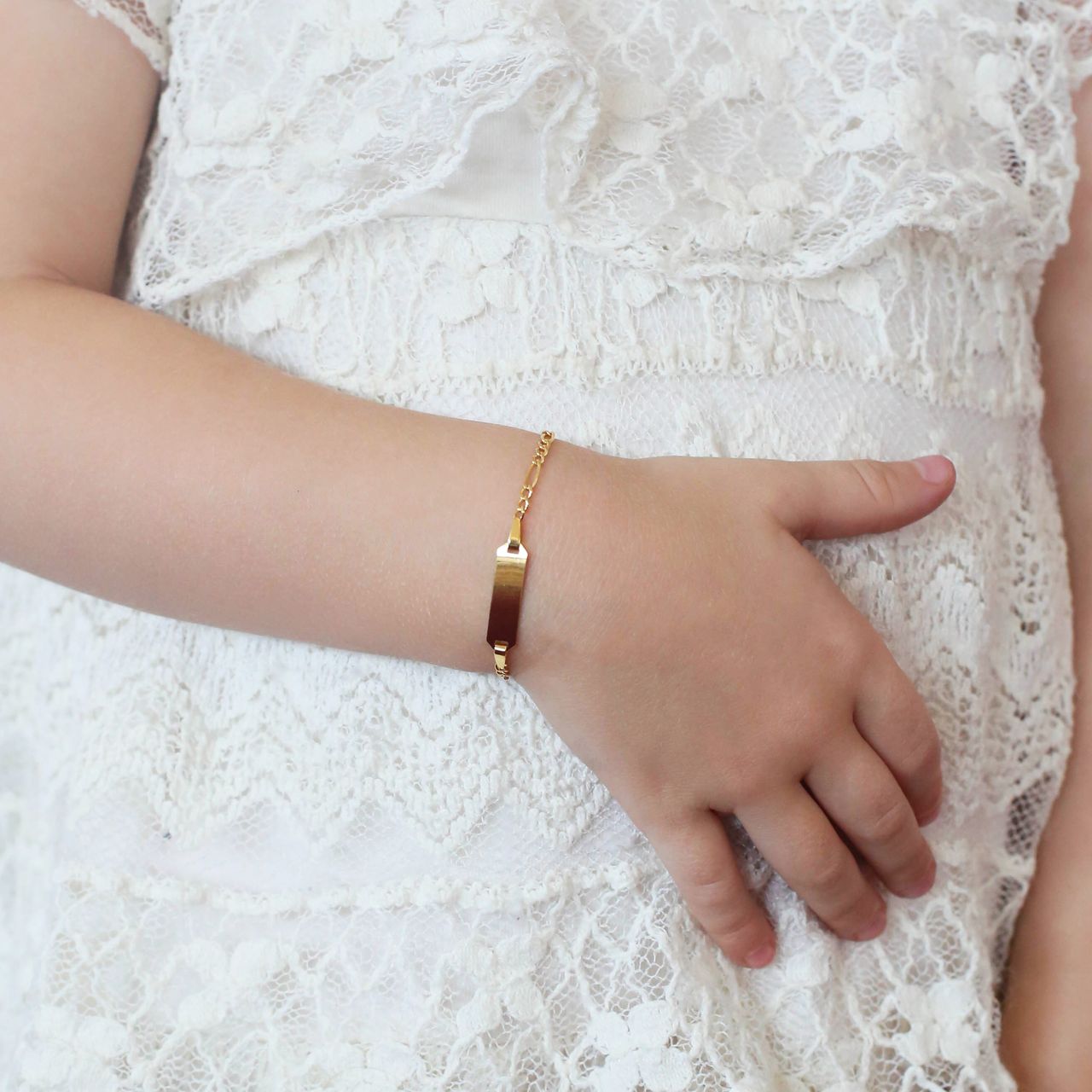 Kinderarmband, 585 Gelbgold, Plättchen