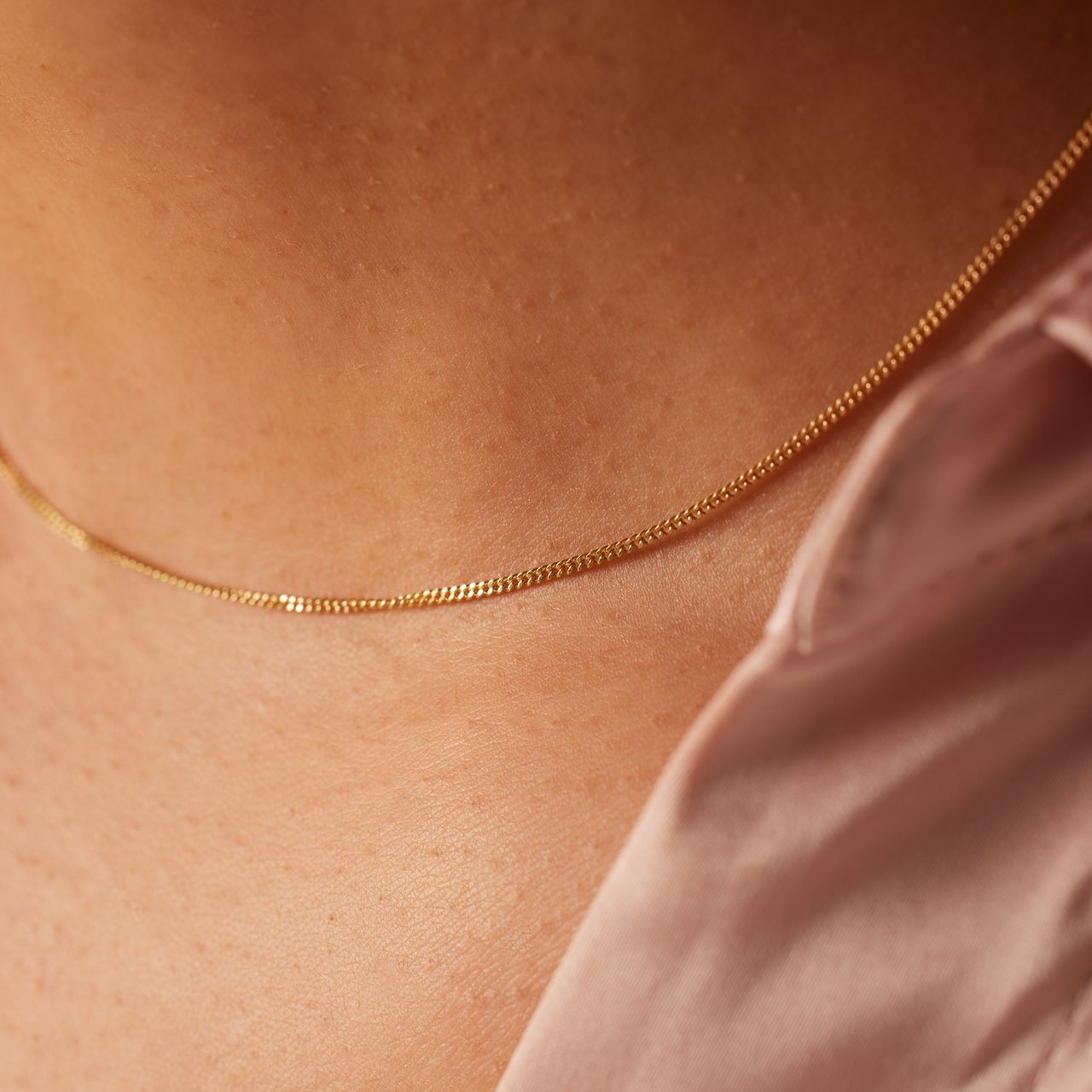 14K geelgouden ketting 38cm gourmetschakel 1,1mm