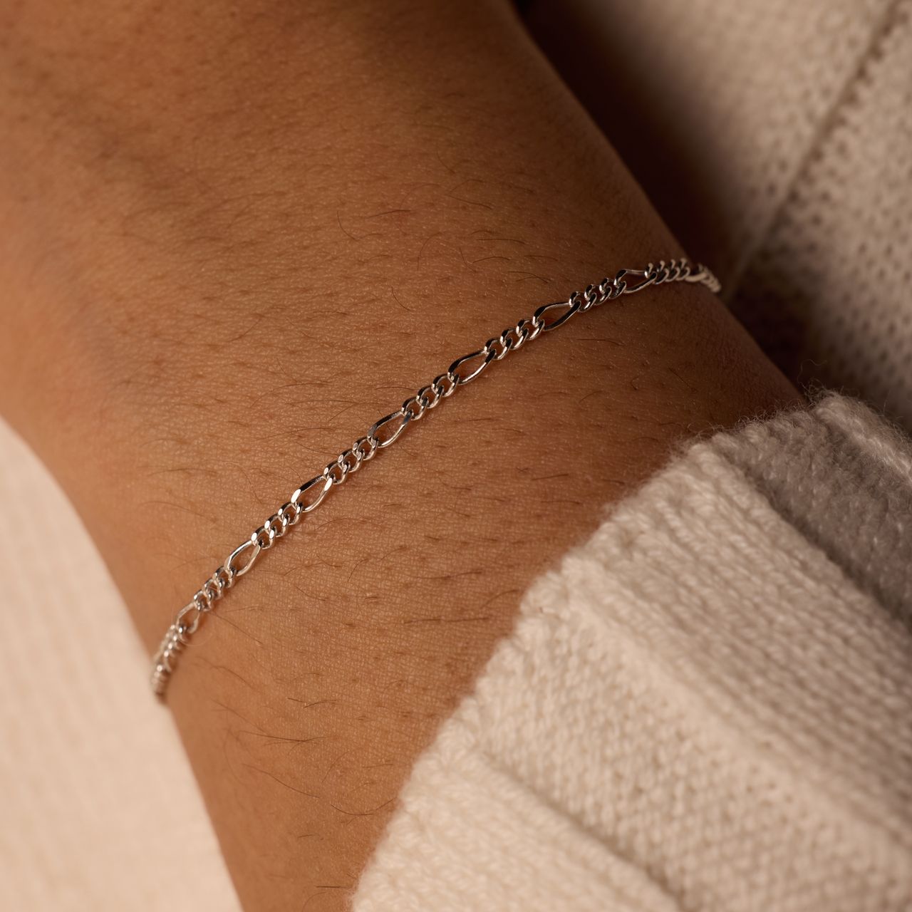 Armband in 925 Silber mit Figarogliedern