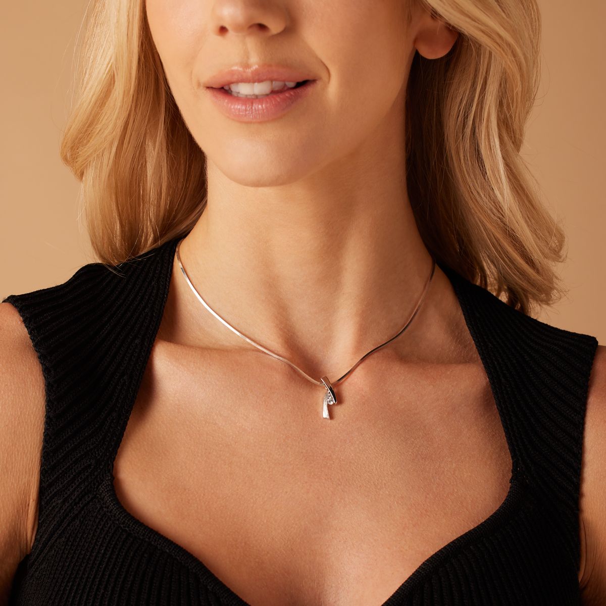 Zilveren ketting met hanger mat/glans met zirkonia