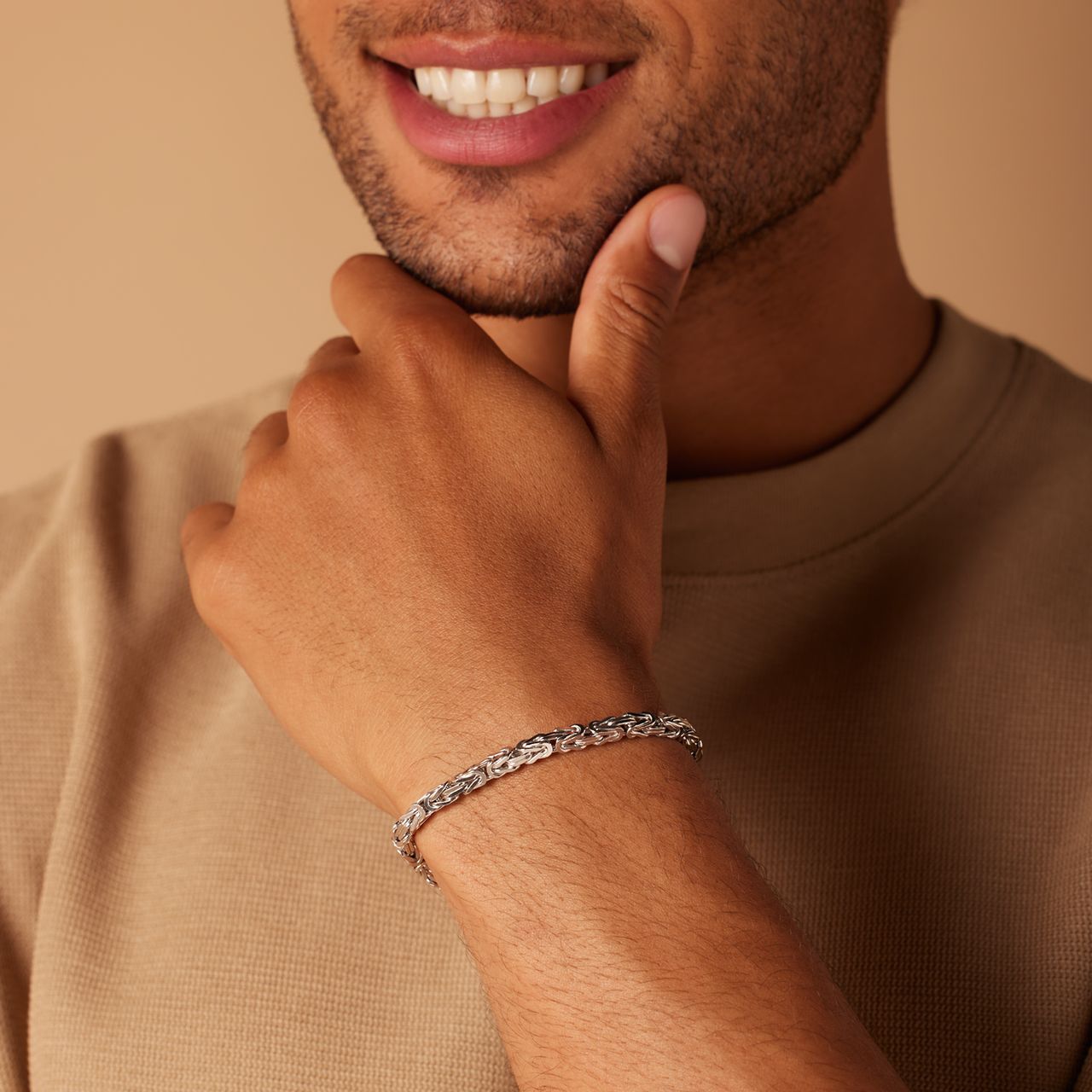 925 Silber Herrenarmband, Königsglied