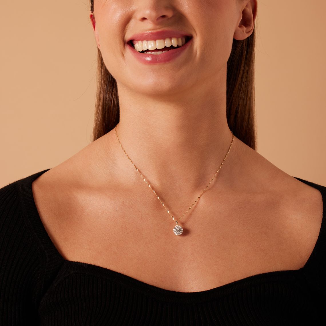 14 karaat geelgouden ketting en hanger met kristal