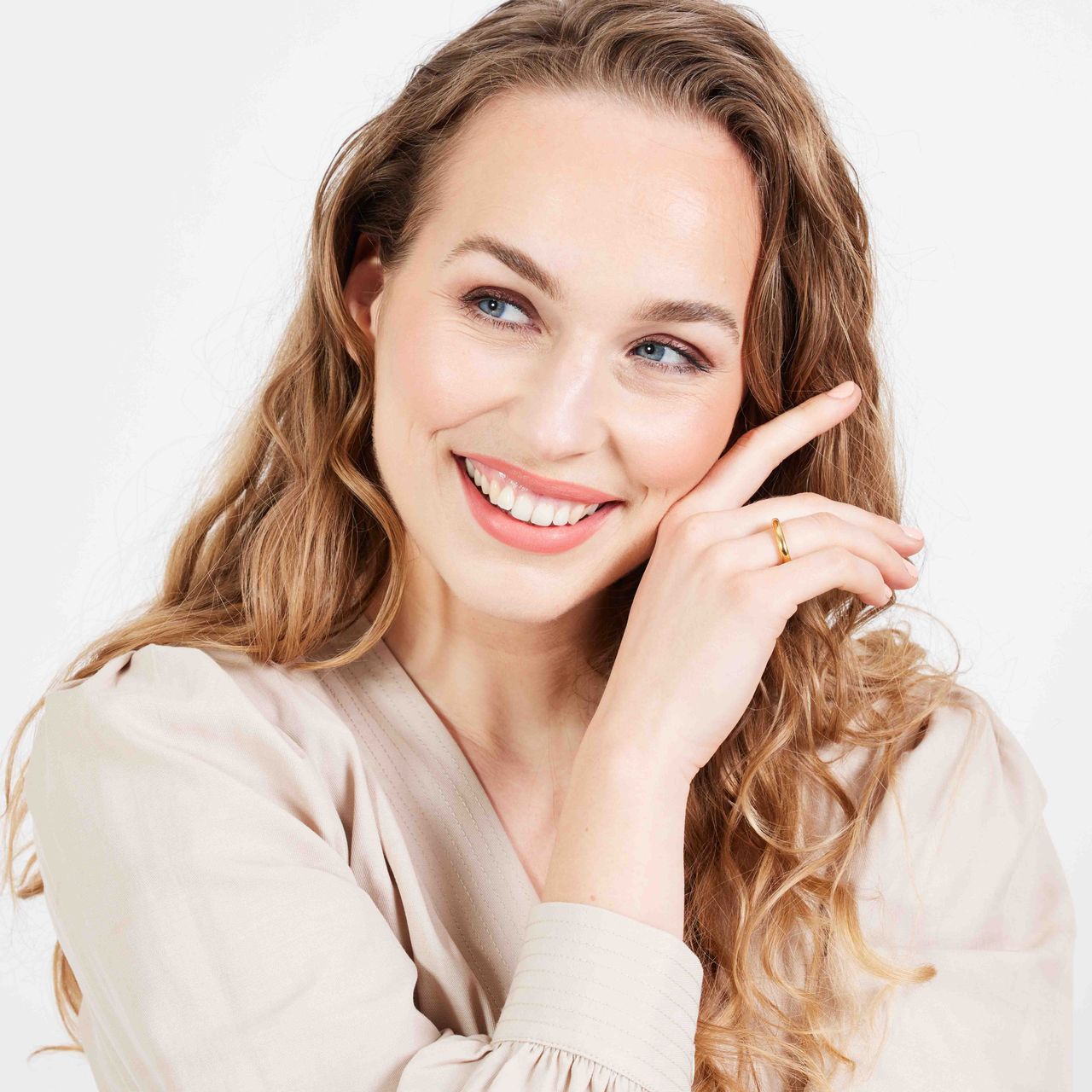 Stalen goldplated ring voor dames