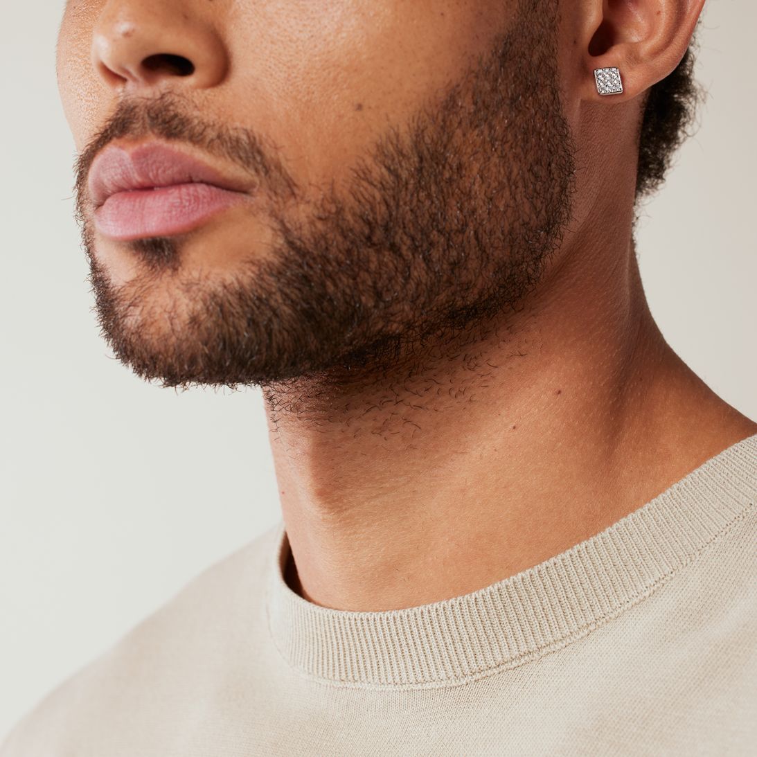 Zilveren voor heren oorknoppen met zirkonia vierkant 8mm voor heren