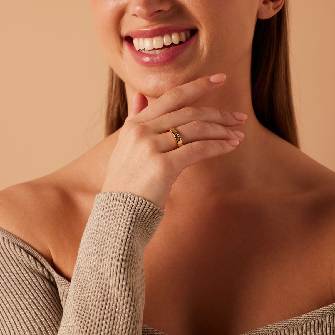 Stainless steel goldplated dames ring met zirkonia