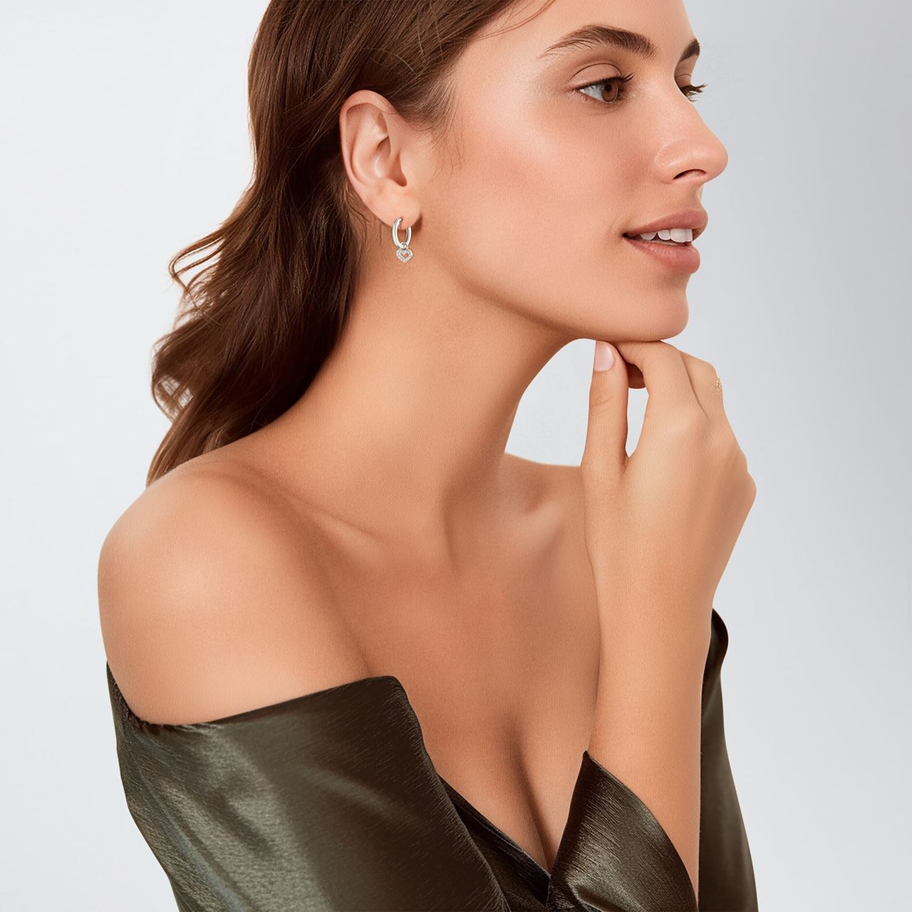 Zilveren kinderoorbellen hart met zirkonia