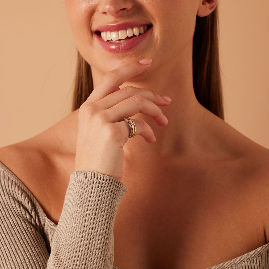 Gerecycled stainless steel dames en heren ring