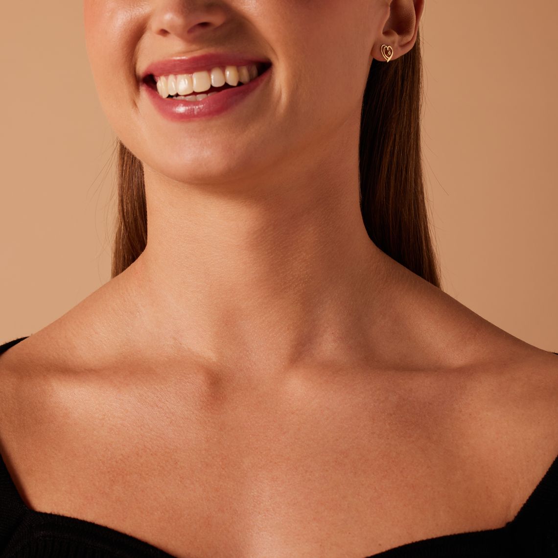 Diamond Luxury 14 karaat geelgouden oorknoppen hart met diamant 0,03ct voor dames