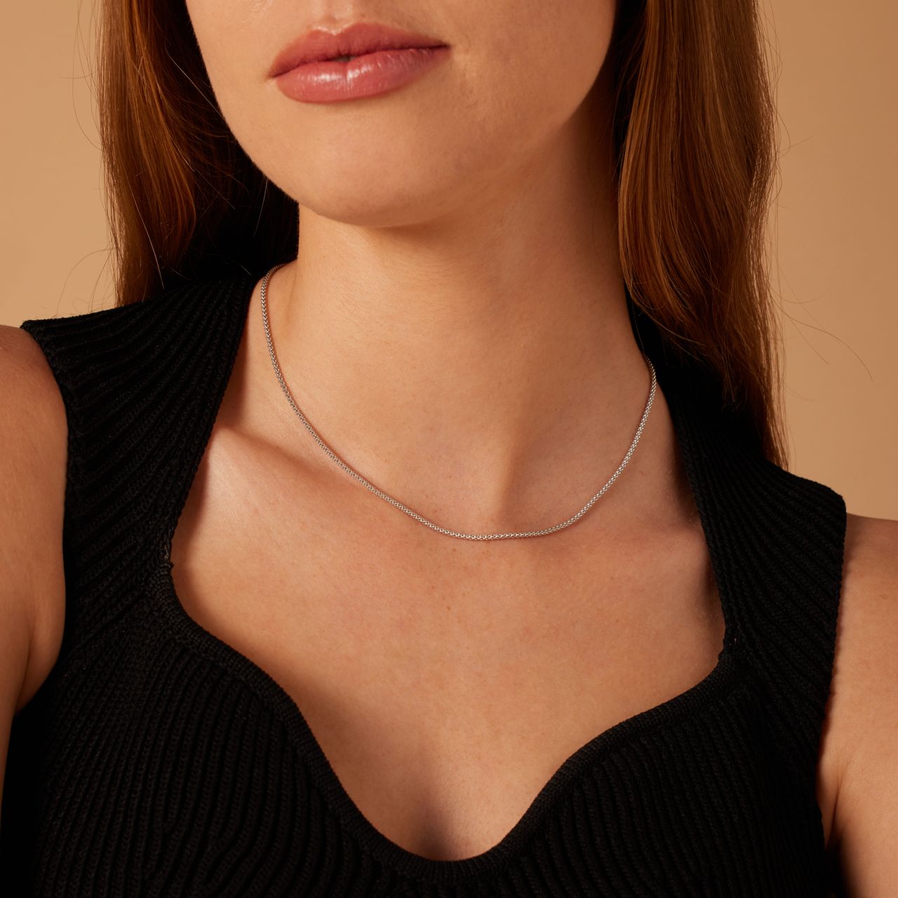 Gerecycled zilveren schakelketting popcorn voor dames